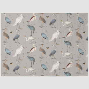 Wasserfarbe Heron Bird Egret Nattern Muster Seidenpapier