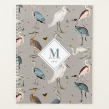Wasserfarbe Heron Bird Egret Natur Mit Monogramm