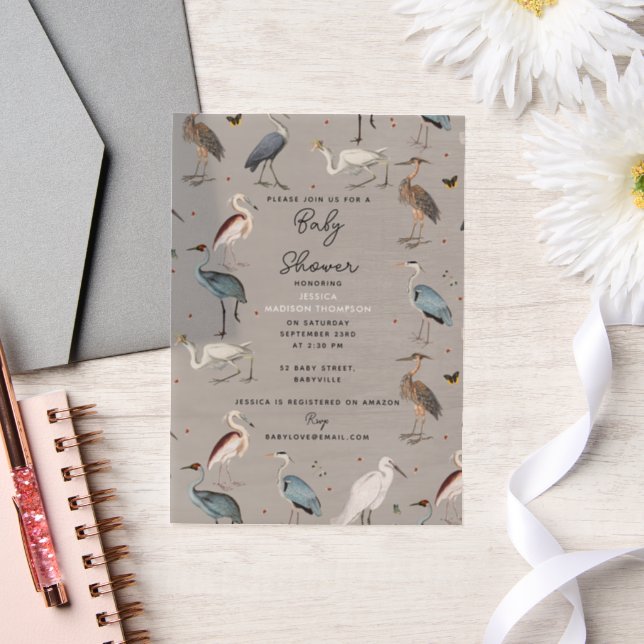 Wasserfarbe Heron Bird Egret Nature Babydusche (Hochzeit)