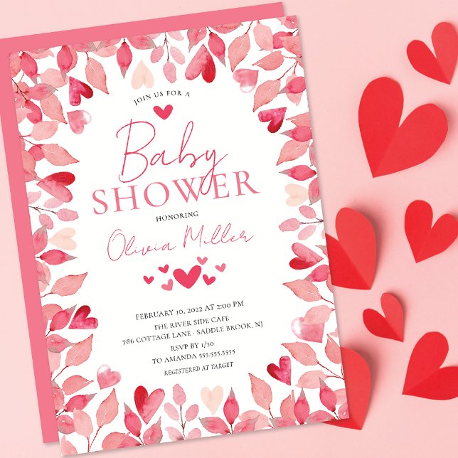 Wasserfarbe Herz Babydusche Einladung (Von Creator hochgeladen)