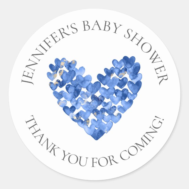 Wasserfarbe Herz Babydusche Gefallen Sticker (Vorderseite)