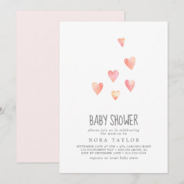 Wasserfarbe Herz Girl Babydusche Einladung