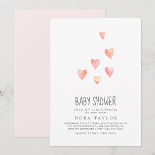 Wasserfarbe Herz Girl Babydusche Einladung