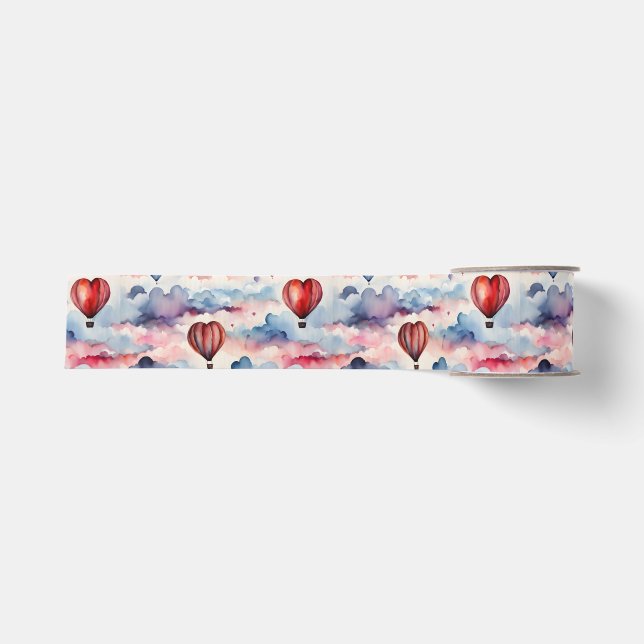 Wasserfarbe Herz Heißluftballon Ripsband (Vorderseite)