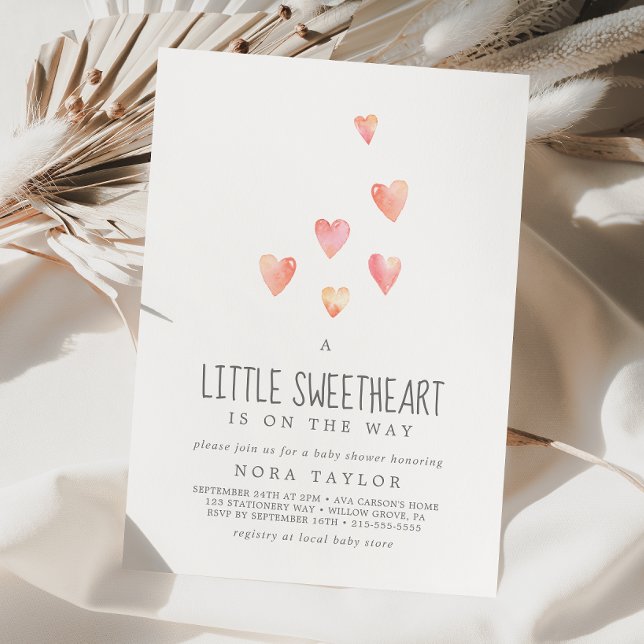 Wasserfarbe Herz Kleine Sweetheart Babydusche Einladung (Von Creator hochgeladen)