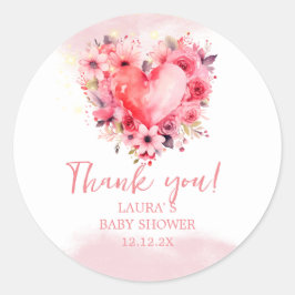 Wasserfarbe Herz Kleine Sweetheart Babydusche Runder Aufkleber