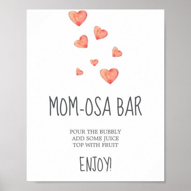 Wasserfarbe Herz Mama-osa-Bar Zeichen Poster (Vorne)