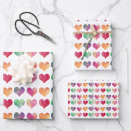 Wasserfarbe Herz Valentins Wrapping Paper Geschenkpapier Set