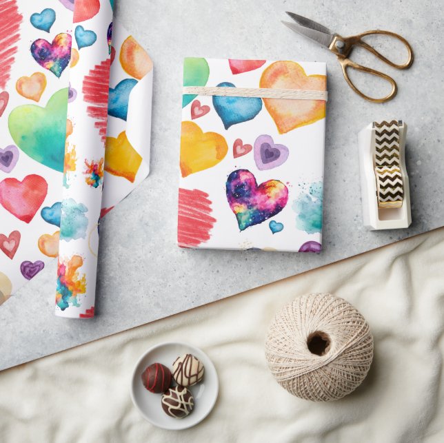 Wasserfarbe Herzstil Geschenkpapier (Kunsthandwerk)