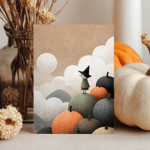 Wasserfarbe Hexe Spooky Niedliches Minimalistische Karte