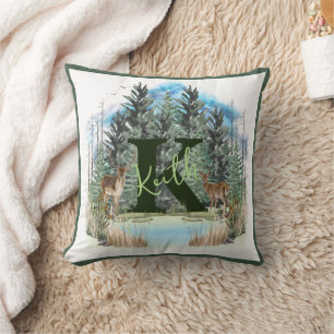 Wasserfarbe Hirsch Personalisiertes Monogramm Buch Kissen