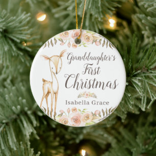 Wasserfarbe Hirsche Enkelin Erster Weihnachten Keramik Ornament