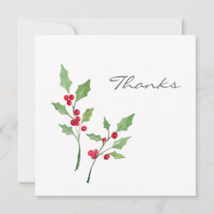 Wasserfarbe Holly Sprigs Dankeskarte