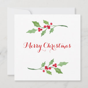 Wasserfarbe Holly Sprigs Mitteilungskarte