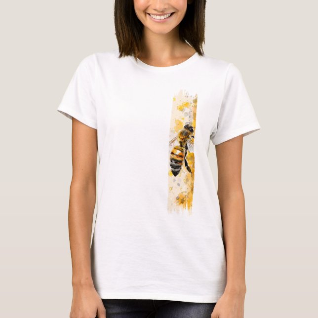 Wasserfarbe Honig Biene Brushstroke Paint T-Shirt (Vorderseite)