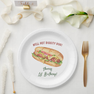 Wasserfarbe Hot Dog Kindergeburtstag Pappteller