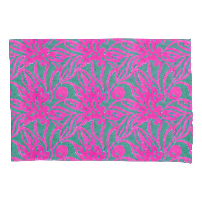 Wasserfarbe Hot Pink Aqua Übergröße Damaskus Inspi Kissenbezug (Vorderseite)