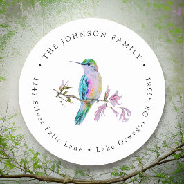 Wasserfarbe Hübsche Hummingbird-Rücksendeadresse Runder Aufkleber