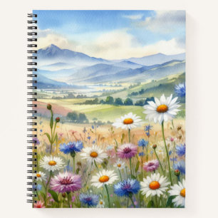 WASSERFARBE HÜBSCHE WILDBLUME MIT BERGEN NOTIZBUCH