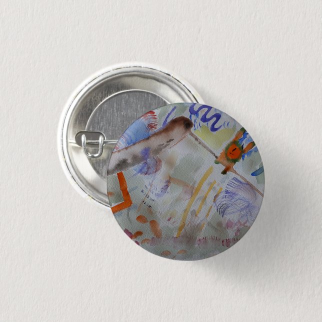 Wasserfarbe Hummingbird Abzeichen Button (Vorne & Hinten)