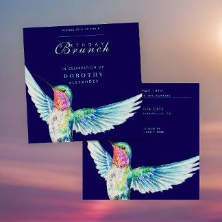 Wasserfarbe Hummingbird JA Geburtstagsbrunch Einladung