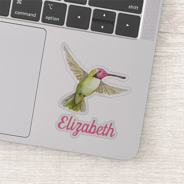 Wasserfarbe Hummingbird mit Ihrem Namen Aufkleber (Detail)