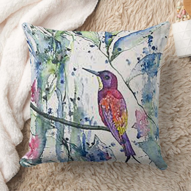 Wasserfarbe Hummingbird Throw Kissen (Decke)