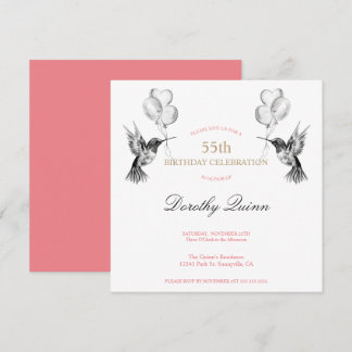 Wasserfarbe Hummingbird und Balloons zum Geburtsta Einladung