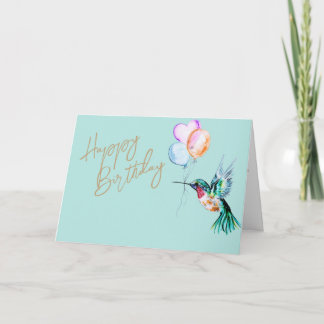 Wasserfarbe Hummingbird und Balloons zum Geburtsta Karte