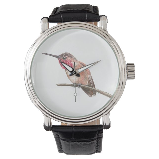 Wasserfarbe Hummingvogel Armbanduhr (Vorderseite)