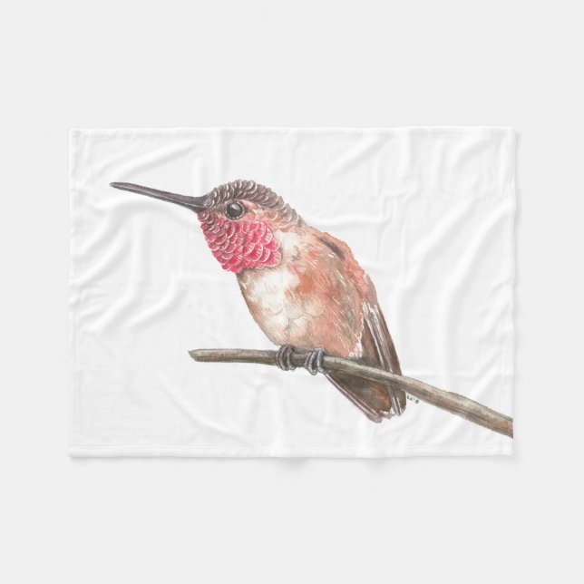 Wasserfarbe Hummingvogel Fleecedecke (Vorderseite (Horizontal))
