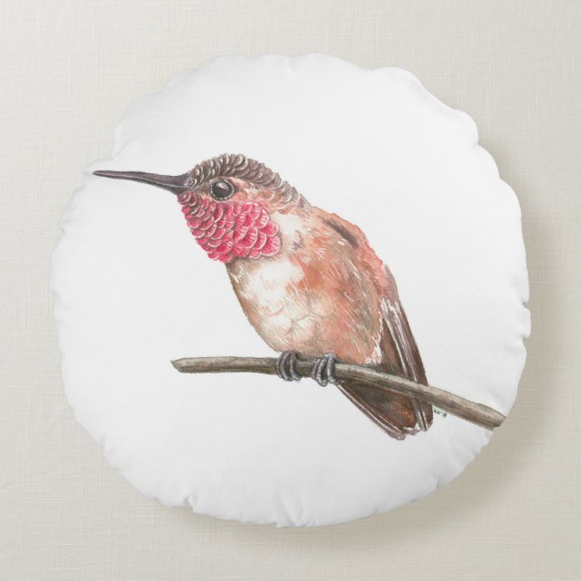 Wasserfarbe Hummingvogel Rundes Kissen (Vorderseite)