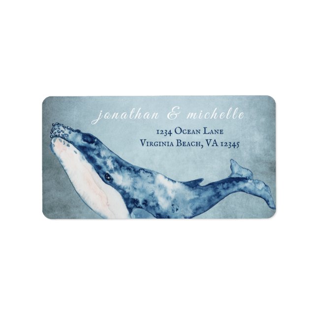 Wasserfarbe Humpback Whale Nautical Beach Adresse Adressaufkleber (Vorne)