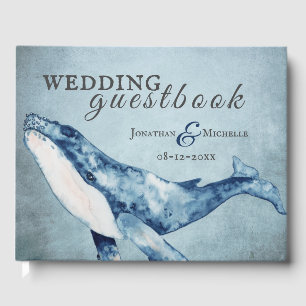 Wasserfarbe Humpback Whale Nautical Beach Hochzeit Gästebuch