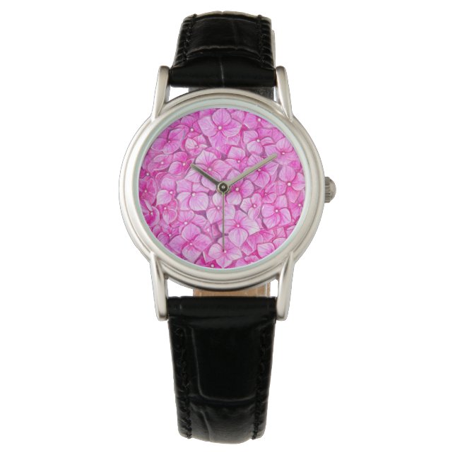 Wasserfarbe Hydrangea Armbanduhr (Vorderseite)