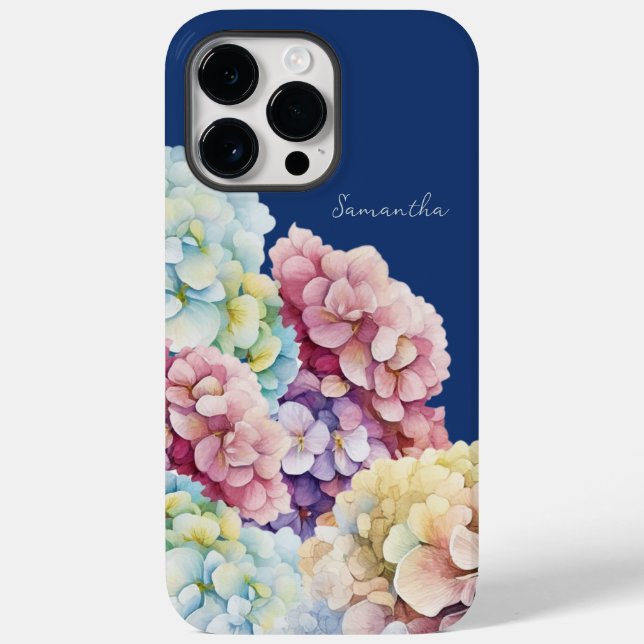 Wasserfarbe Hydrangea Personalisiert Blue Case-Mate iPhone 14 Pro Max Hülle (Rückseite)