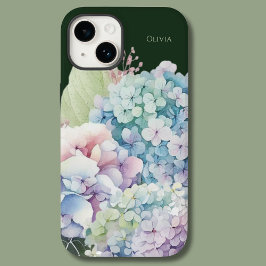 Wasserfarbe Hydrangea Personalisiert grün Case-Mate iPhone 14 Hülle