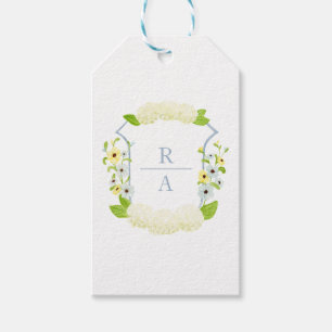 Wasserfarbe Hydrangea Wappen Flaschenaufkleber Geschenkanhänger