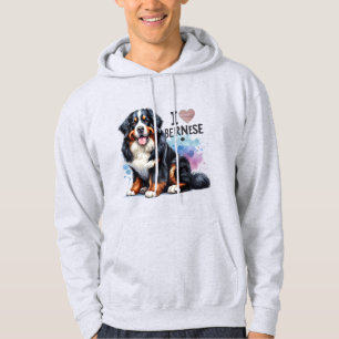 Wasserfarbe I Liebe Mein Berner Hund Hoodie