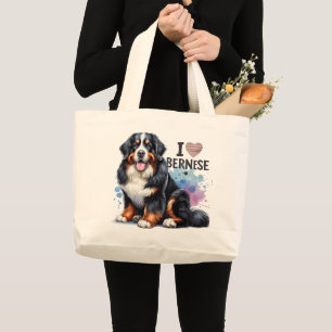 Wasserfarbe I Liebe Mein Berner Hund Jumbo Stoffbeutel