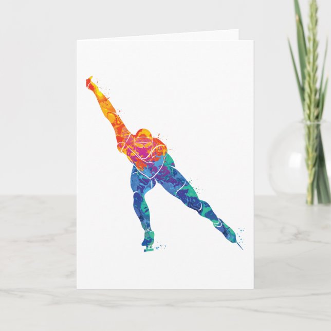 Wasserfarbe Ice Skate Karte (Vorderseite)