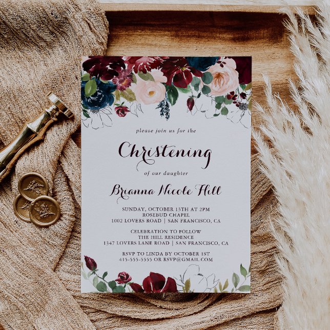 Wasserfarbe Illustriert Fall Blumenweihe Christeni Einladung (Von Creator hochgeladen)