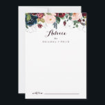 Wasserfarbe Illustriert Fall Blumenzehen Hinweiskarte<br><div class="desc">Diese illustrierte Herbst-Blumenratte ist perfekt für eine Hochzeit. Das Design mit kunstvoll handbemalten Aquarellblau, bordeauxrot, rot, rot, blüten Rose und Pfannkuchen mit eleganten grünen Blätter inspiriere die farbenfrohe, idyllische Herbstschönheit. Diese Karten sind ideal für Hochzeiten, Brautparty, Babydusche, Graduiertenfest u.v.m. Personalisieren Sie die Karten mit den Namen der Braut und Bräutigam,...</div>