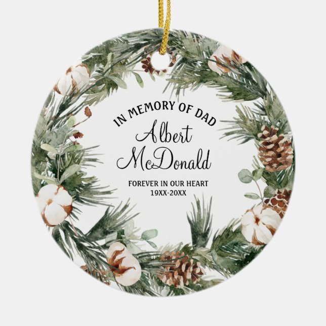 Wasserfarbe im Gedächtnis des Vaters Weihnachten Keramik Ornament (Vorne)