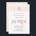 Wasserfarbe| Imitat Rose Gold Bat Mitzvah Einladung<br><div class="desc">Diese trendige Bat Mitzvah Einladung mit einem rosafarbenen Aquarell-Look,  mit Imitate Rose Gold moderne handgeschriebene Drehbuch und Star of David.</div>