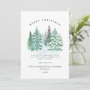 Wasserfarbe immergrüne Wälder Frohe Weihnachten