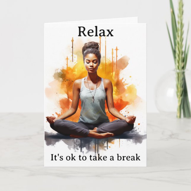 Wasserfarbe in der Yoga Pose Entspannen Sie bei ei Dankeskarte (Vorderseite)