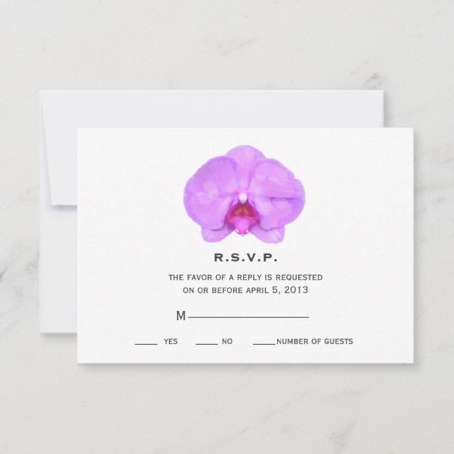 Wasserfarbe Inspiriert Orchid Wedding RSVP (Vorderseite)