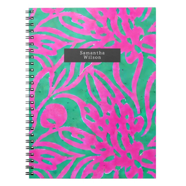 Wasserfarbe Inspiriert Rosa Aqua Damask Floral Pla Notizblock (Vorderseite)