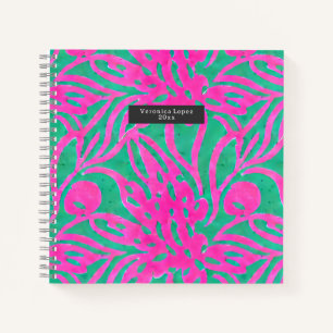 Wasserfarbe Inspiriert Rosa Aqua Damask Notizbuch